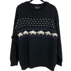 Cappello Black ugly / grandma christmas sweater w/snowflakes &  polar bears M